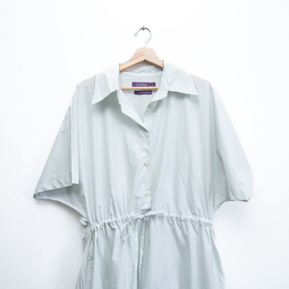 Adore Me Ruffled and Striped Shirt Dress in Light Mint - Picture 3 of 9